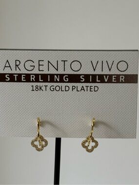 NWT Double Clover Pavé Open Hoop Earrings